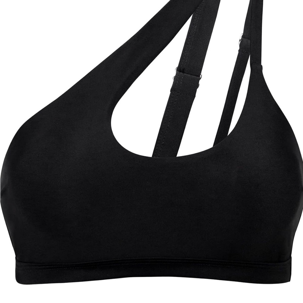 Women's Black Asymmetrical Swim Top